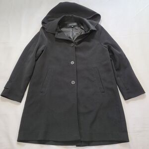 Anne Klein Coat Womens PS Black Removable Hood Button Jack Quarter Length